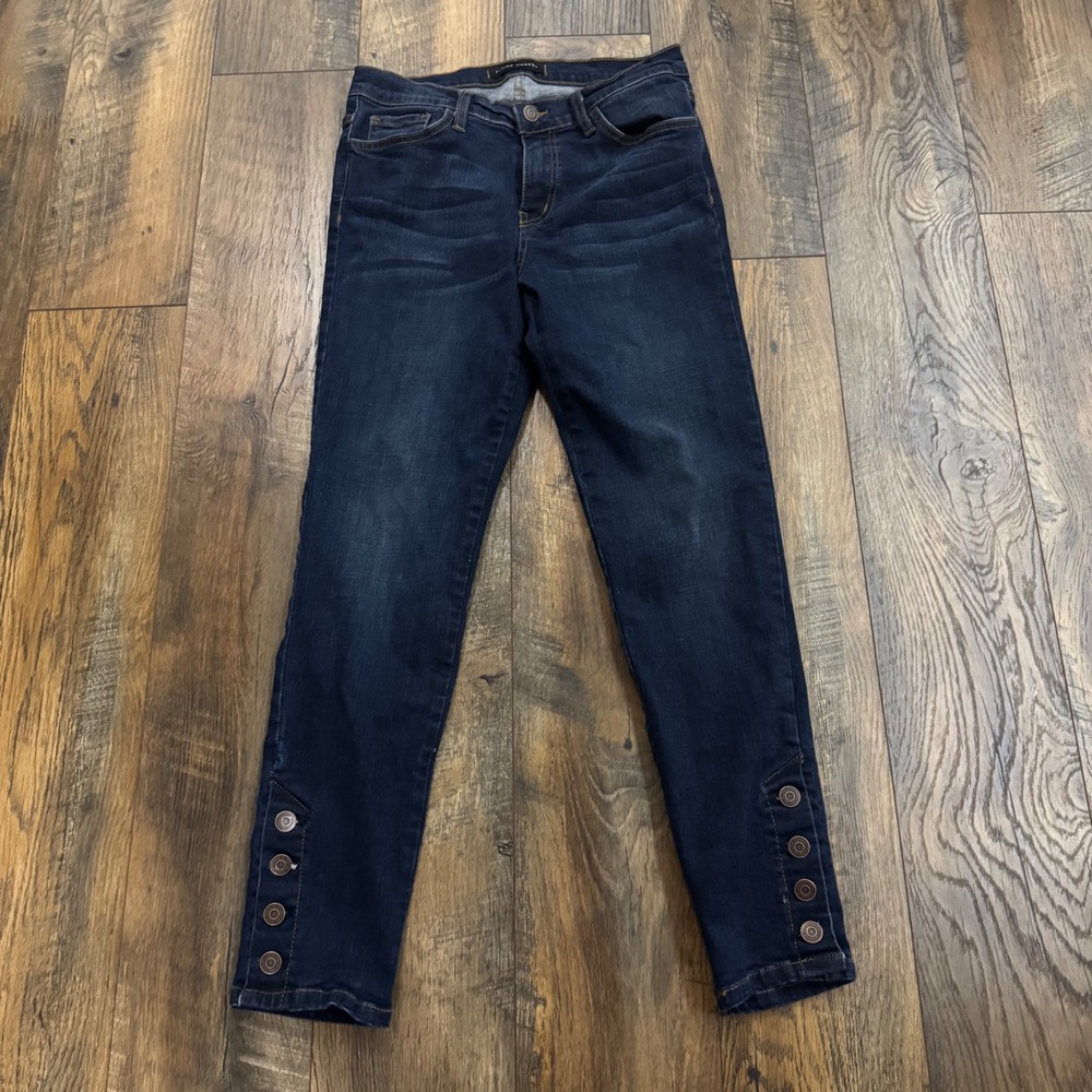 Flying Monkey Dark Wash Button Cuff Skinny Jeans Womens Size 28 Stretch Denim